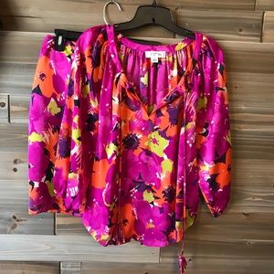 Satin colorful blouse and skirt set! Never worn